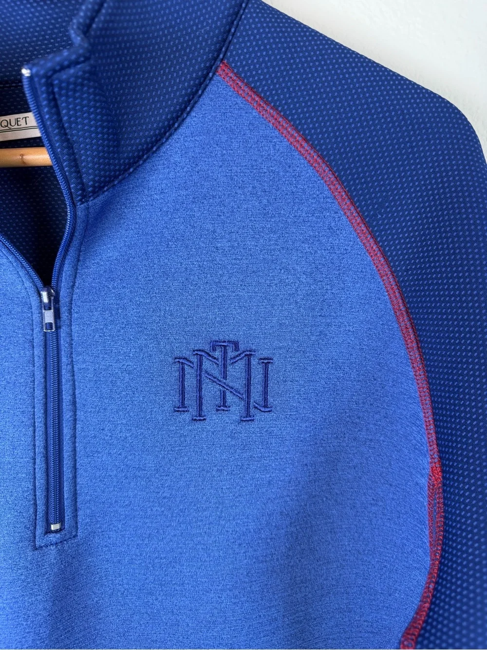 Criquet Quarter Zip Pullover Blue Raglan Long Sleeve Performance Shirt Sz Large